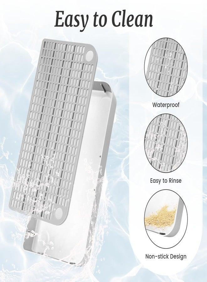 QsiuYbng Light Gray Litter Box Step for Limited Spaces, Portable Plastic Litter Box Ramp Anti-Tracking & Easy to Clean, Cat Steps with Filter Function for Small & Elderly Cats (12.6×6.3×1.57In) - Image 5